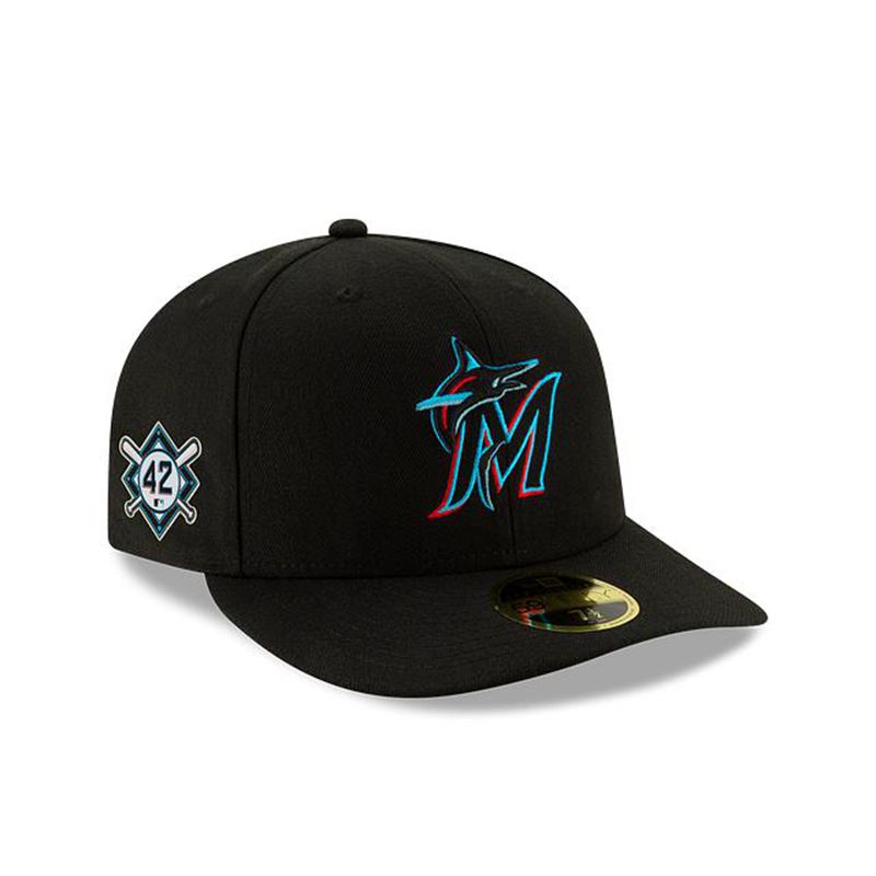 MLB Miami Marlins Jackie Robinson Day Low Profile 59Fifty Fitted (RGZ2314) - Black New Era Caps